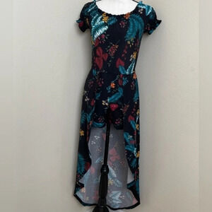 Floral flowey frill high low romper 90s Juniors xs. Hawaiian Vacation stretch